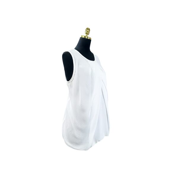 Max Studio White Flowy Tank Top Blouse with Bubble Hem - Women's Size XL - Picture 3 of 6